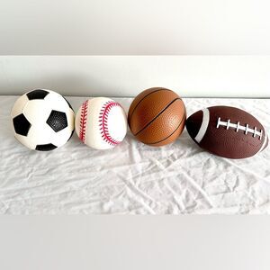 Inflatable Mini Sports Balls Set of 4 – Soccer Baseball Basketball Football